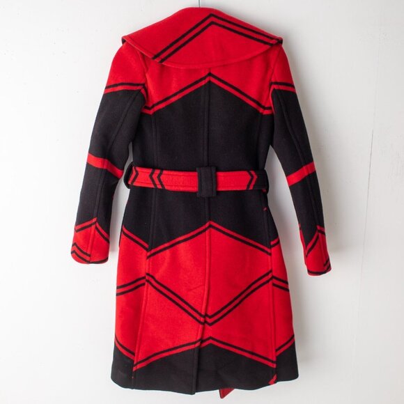 Polo Ralph Lauren Red Black Carlyn Double Breasted Belted Wool Coat‎ SZ. 0  NWT - Picture 6 of 12